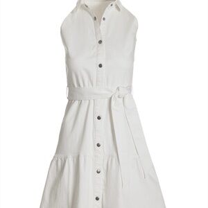 Sleeveless White Halter Dress